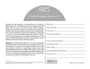 Assessment, Evaluation, and Programming System for Infants and Children (Aeps(r)), Child Progress Record II: Three to Six Years by Diane Bricker, Joann Johnson, Betty Capt