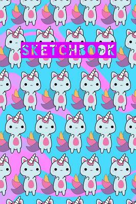 Sketchbook: Unicorn Cat Cute Kawaii Pink Blue Marble Design by Frasier Cheng-Binns