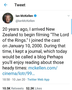 Ian McKellen's Journal/Blog for The Lord of the Rings by Ian McKellen, Sir Ian McKellen