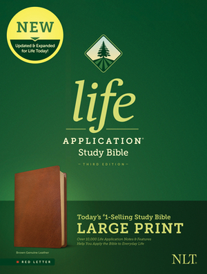 NLT Life Application Study Bible, Third Edition, Large Print (Red Letter, Genuine Leather, Brown) by 