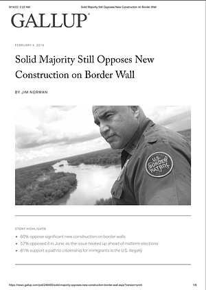 Solid Majority still opposes new construction on border wall by Jim Norman