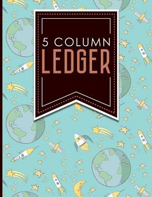 5 Column Ledger: Columnar Pad, Accounting Ledger Pad, Financial Ledger Book, Cute Space Cover, 8.5 x 11, 100 pages by Moito Publishing
