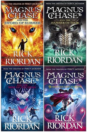 Magnus Chase Series 4 Books Collection (The Sword of Summer / The Hammer of Thorr / Ship of the Dead /  9 From the Nine Worlds) by Rick Riordan