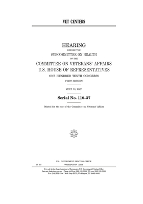 Vet centers by Committee On Veterans (house), United St Congress, United States House of Representatives