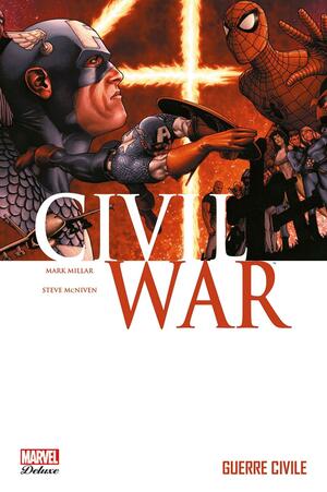 Civil War Tome 1: Guerre civile by John Romita Jr., Brian Reber, Khaled Tadil, Warren Ellis, Larry Molinar, Mike Perkins, Frank D'Armata, Bill Crabtree, Laurence Bélingard, Paul Jenkins, Marc Silvestri, Yanick Paquette, Jean-François Beaulieu, Mark Morales, J. Brown, Justin Ponsor, Rick Basaldua, David Aja, Steve Lieber, Jeremy Haun, Laura Martin, Leinil Francis Yu, Sophie Watine-Vievard, Jay Leisten, Danny Miki, Scott Kolins, Sal Regla, Paul Smith, Marc Guggenheim, Andrew Crossley, Bill Reinhold, Mark Millar, David Hine, Morry Hollowell, Joe Weems, Serge LaPointe, Mike McKone, John Lucas, Edgar Delgado, Ron Garney, Matt Fraction, Steve McNiven, Daniele Rudoni, Alex Maleev, Sandu Florea, Matt Milla, Jim Cheung, Andy Lanning, Tim Townsend, Livesay, Pasqual Ferry, Makma, Tyler Kirkham, Ande Parks, GURU-eFX, Daniel Knauf, Matt Hollingsworth, Dan Brown, John Starr, Nicole Duclos, Michael Avon Oeming, Ben Kg, Skottie Young, Klaus Janson, Dave Stewart, Tom Raney, Gina Going-Raney, Thomas Davier, Jason Keith, Nelson, Aaron Lopresti, Charles Knauf, Christos Gage, Robert Campanella, Robert Kirkman, Eric Basaldua, John Dell, José Villarrubia, Marco Galli, Kris Justice, Steve Epting, Michael Broussard, Ramón F. Bachs, Olivier Coipel, David Finch, Cam Smith, Phil Hester, Dexter Vines, Dean White, June Chung, Ariel Olivetti, Dave McCaig, Ed Brubaker, Zeb Wells, Carlos Cuevas, Ed McGuinness, Roger Langridge, Lee Weeks, Sotocolors, Jeph Loeb, Scott Hanna, Ty Templeton, Humberto Ramos, Paul Mounts, Jérémy Manesse, Leandro Fernández, Stéphane Peru, Brian Michael Bendis, Kev Walker, John Cassaday, Patrick Zircher, Stefano Caselli, J. Michael Straczynski, Howard Chaykin