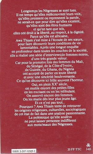LA PAROLE AUX NEGRESSES by Awa Thiam, Awa Thiam, Benoîte Groult