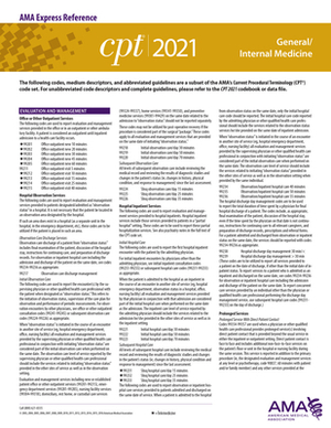 CPT 2021 Express Reference Coding Card: General/Internal Medicine by American Medical Association