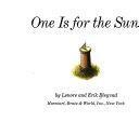 One is for the Sun by Erik Blegvad, Lenore Blegvad