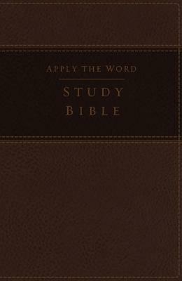 NKJV, Apply the Word Study Bible, Large Print, Imitation Leather, Brown, Indexed, Red Letter Edition: Live in His Steps by Thomas Nelson