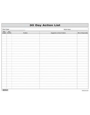 30 Day Action List by Enna