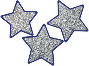 Sparkle and Shine Solid Silver Glitter Stars Cut-Outs by 