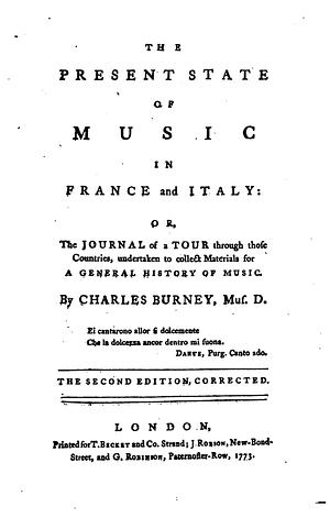 The Present State of Music in France and Italy by Charles Burney