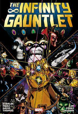 Infinity Gauntlet Omnibus by Mark Gruenwald, Bret Blevins, Tom Smith, Gavin Curtis, Rick Leonardi, Dave Ross, Terry Kavanagh, Dann Thomas, Dan Lawlis, George Pérez, Bob Budiansky, Tom Raney, Dave Hoover, James Brock, Chris Marrinan, Jim Starlin, Greg Capullo, Peter David, Ron Marz, Roy Thomas, Tony DeZúñiga, Ron Lim, Dale Keown, Ann Nocenti