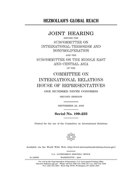 Hezbollah's global reach by United S. Congress, United States House of Representatives, Committee on International Rela (house)