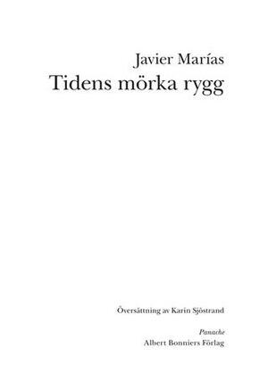 Tidens mörka rygg by Javier Marías, Karin Sjöstrand