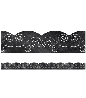 Industrial Cafe Swirls on Chalkboard Scalloped Borders by 