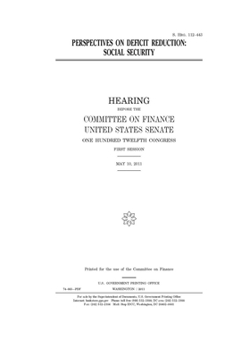 Perspectives on deficit reduction: Social Security by United States Congress, United States Senate, Committee on Finance (senate)