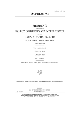 USA PATRIOT Act by Select Committee on Intelligen (senate), United States Congress, United States Senate