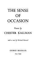 The Sense of Occasion: Poems by Chester Kallman