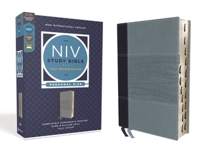 NIV Study Bible, Fully Revised Edition, Personal Size, Leathersoft, Navy/Blue, Red Letter, Thumb Indexed, Comfort Print by 