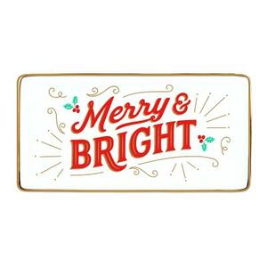 Merry & Bright Rectangle Porcelain Tray by Galison