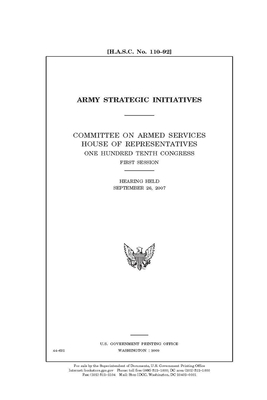 Army strategic initiatives by Committee on Armed Services (senate), United States Congress, United States Senate