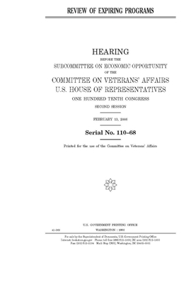 Review of expiring programs by Committee On Veterans (house), United St Congress, United States House of Representatives