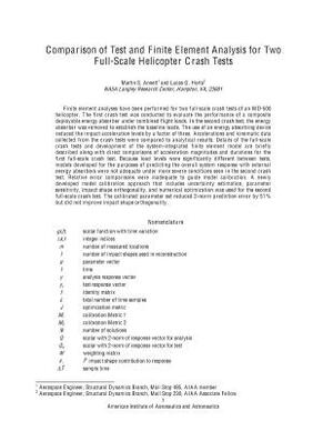 Comparison of Test and Finite Element Analysis for Two Full-Scale Helicopter Crash Tests by National Aeronautics and Space Adm Nasa