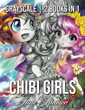 Chibi Girls Grayscale: An Adult Coloring Book Collection with Adorable Kawaii Characters, Lovable Manga Animals, and Delightful Fantasy Scenes by Jade Summer