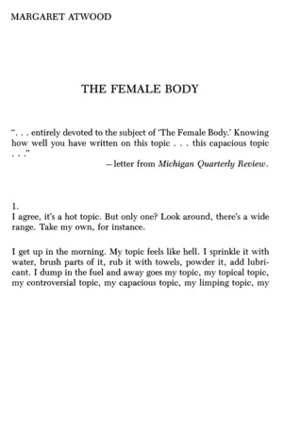 The Female Body by Margaret Atwood