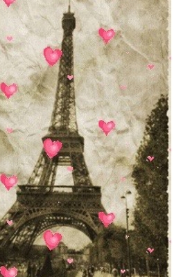 paris Eiffel Tower pink hearts Vintage creative blank page journal by Michael Huhn