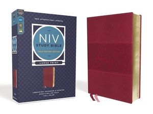 NIV Study Bible, Fully Revised Edition, Large Print, Leathersoft, Burgundy, Red Letter, Comfort Print by 
