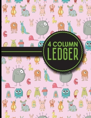 4 Column Ledger: Ledger Pad, Accounting Ledgers For Small Business, Home Ledger Book, Cute Monsters Cover, 8.5" x 11", 100 pages by Moito Publishing