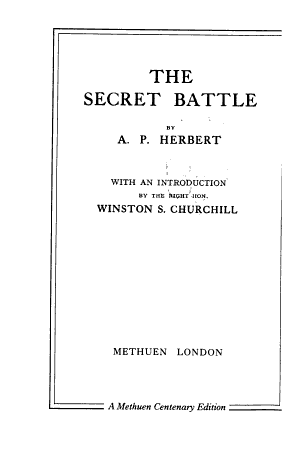 The Secret Battle by A. P. Herbert
