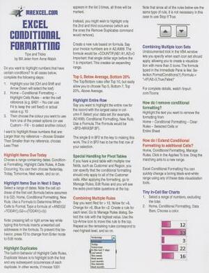 Excel Conditional Formatting Tip Card by Anne Walsh