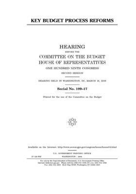 Key budget process reforms by United States Congress, Committee on the Budget (house), United States House of Representatives