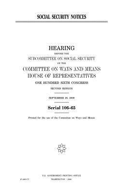 Social security notices by United States Congress, Committee On Ways and Means, United States House of Representatives