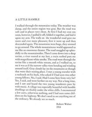 A Little Ramble: In the Spirit of Robert Walser by Robert Walser