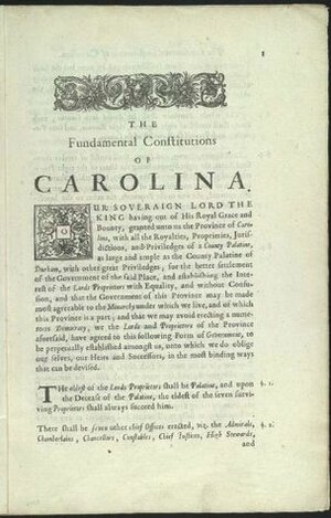 The Fundamental Constitutions of Carolina by John Locke