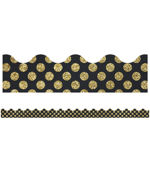 Sparkle and Shine Gold Glitter Dots Scalloped Borders by 