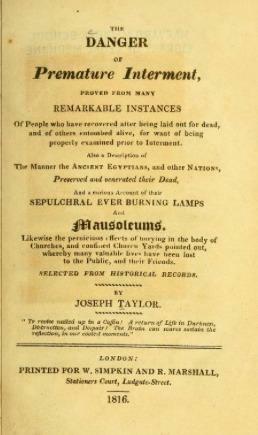 The Danger of Premature Interment by Joseph Taylor