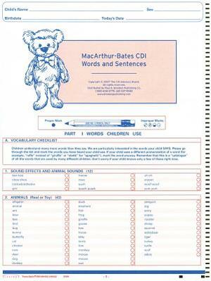 Macarthur-Bates Communicative Development Inventories (CDI) Words and Sentences, Ncs Scannable, English by Larry Fenson, Donna Thal, Virginia Marchman