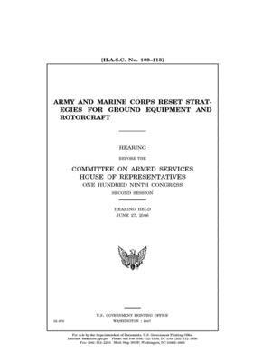 Army and marine Corps reset strategies for ground equipment and rotorcraft by Committee on Armed Services (house), United States House of Representatives, United State Congress