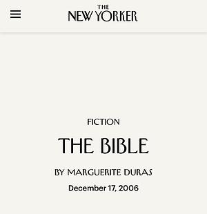 The Bible by Marguerite Duras