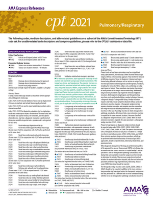 CPT 2021 Express Reference Coding Card: Pulmonary/Respiratory by American Medical Association