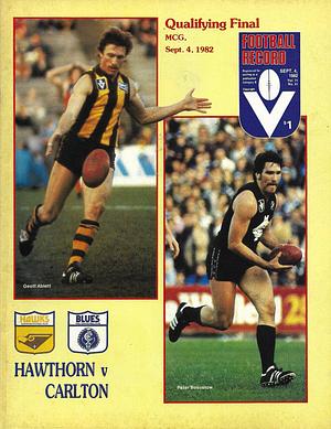 1982 Qualifying Final Footy Record Hawthorn vs. Carlton by 