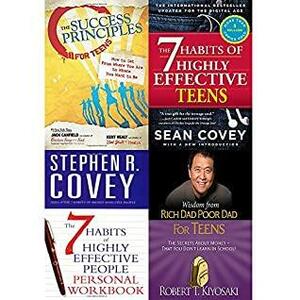 Success principles for teens, 7 habits of highly effective teens, people personal workbook and wisdom from rich dad poor dad hardcover 4 books collection set by Sean Covey, Stephen R. Covey, Jack Canfield