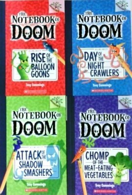 The Notebook of Doom Pack Set of 4 Books, The Notebook of Doom #1: Rise of the Balloon Goons, The Notebook of Doom #2: Day of the Night Crawlers, The Notebook of Doom #3: Attack of the Shadow Smashers, #4: Chomp of the Meat-Eating Vegetables by Troy Cummings