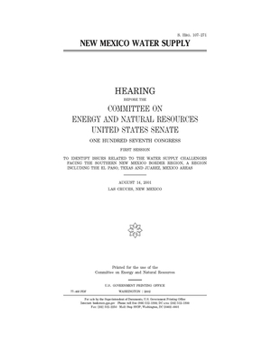 New Mexico water supply by Committee on Energy and Natura (senate), United States Senate, United States Congress