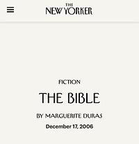 The Bible by Marguerite Duras